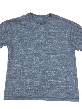 Red Head Brand Henley T-shirt Mens Large Blue Heathered Splatter Pocket Casual